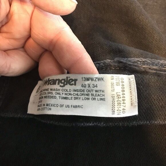 Wrangler Mens Black Denim Jeans Style 13MWZWK Marked 40/34 (39/33.5) - Picture 10 of 12